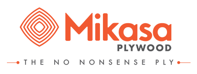 Mikasa Plywood sheets with smooth edges, branded as the "The no nonsense ply" used for strong construction work and reliable building projects.